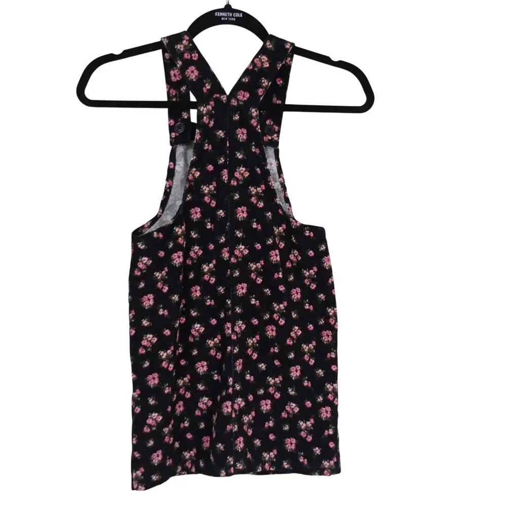 The Childrens Place Girls Floral Corduroy Overall Dress 6X/7 100% Cotton